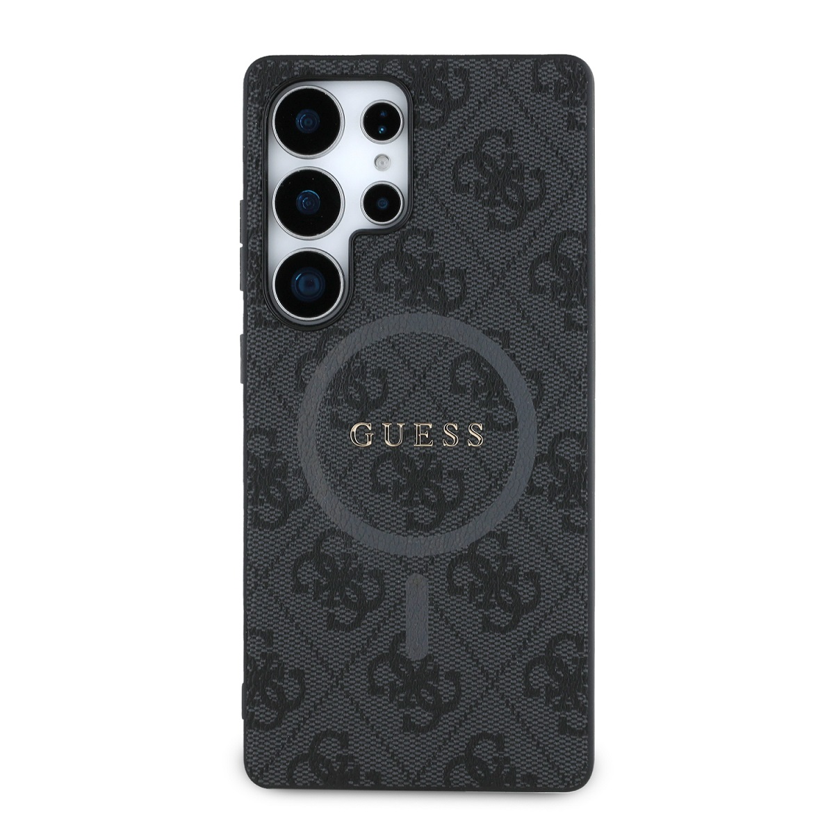 Guess PU Leather 4G Colored Ring MagSafe Zadní Kryt pro Samsung Galaxy S25 Ultra Black