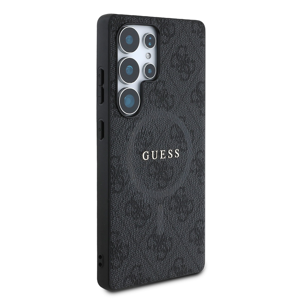 Guess PU Leather 4G Colored Ring MagSafe Zadní Kryt pro Samsung Galaxy S25 Ultra Black