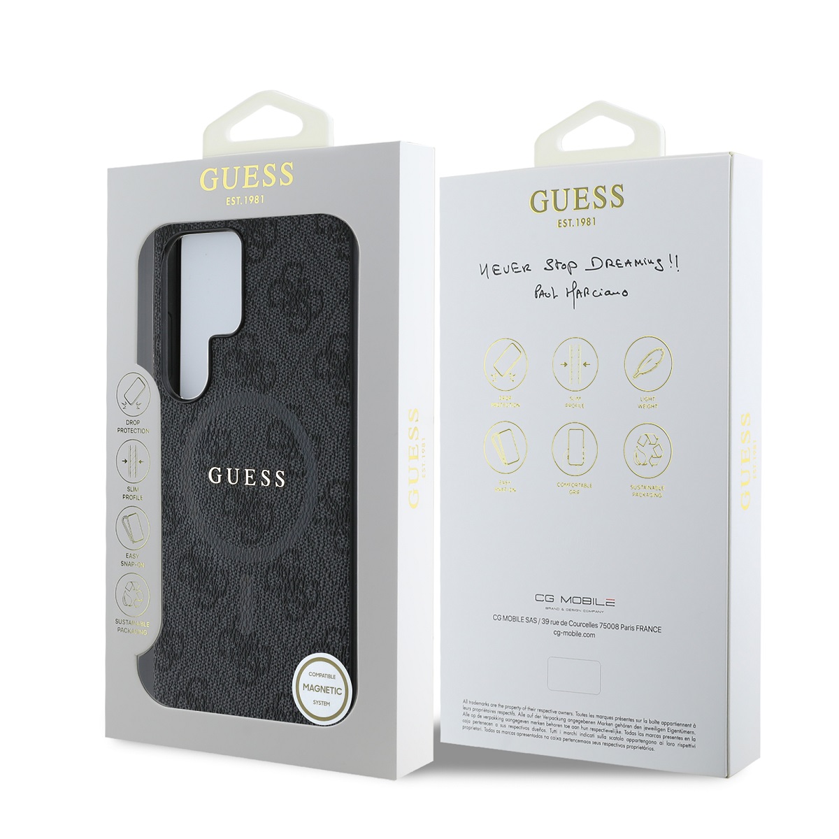 Guess PU Leather 4G Colored Ring MagSafe Zadní Kryt pro Samsung Galaxy S25 Ultra Black