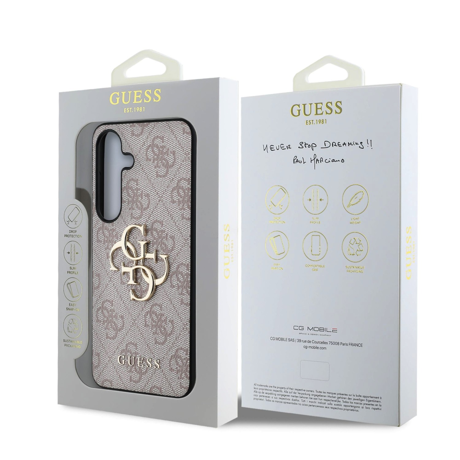 Guess PU 4G Metal Logo Zadní Kryt pro Samsung Galaxy S25+ Pink