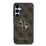 Guess PU 4G Metal Logo Zadní Kryt pro Samsung Galaxy S25 Brown