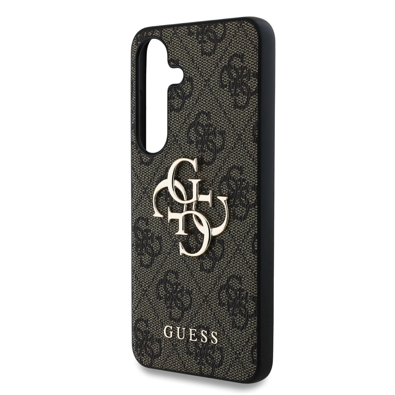 Guess PU 4G Metal Logo Zadní Kryt pro Samsung Galaxy S25 Brown