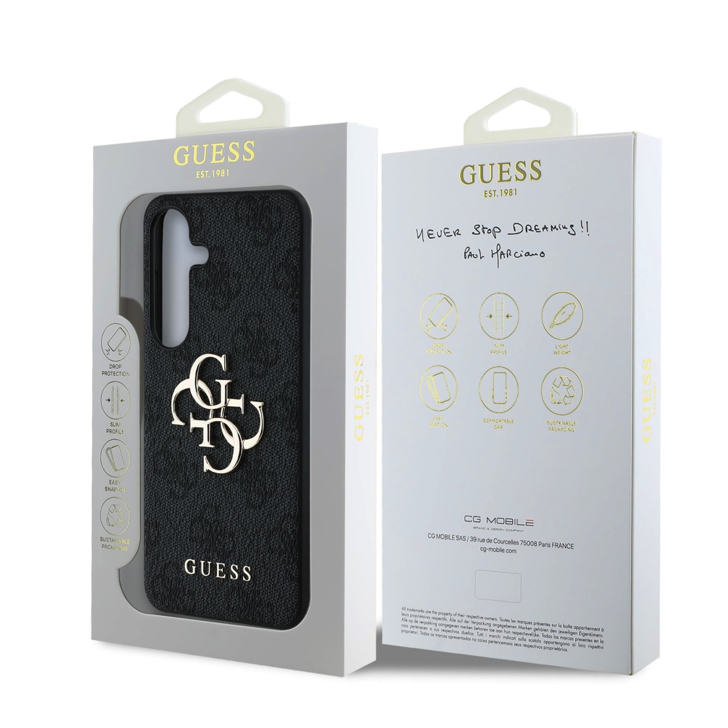 Guess PU 4G Metal Logo Zadní Kryt pro Samsung Galaxy S25 Grey