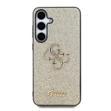 Guess PU Fixed Glitter 4G Metal Logo Zadní Kryt pro Samsung Galaxy S25+ Gold