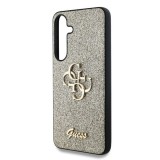 Guess PU Fixed Glitter 4G Metal Logo Zadní Kryt pro Samsung Galaxy S25+ Gold