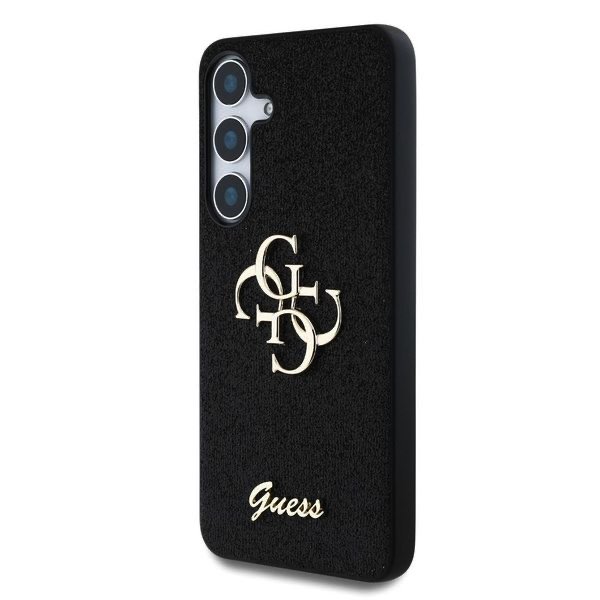 Guess PU Fixed Glitter 4G Metal Logo Zadní Kryt pro Samsung Galaxy S25+ Black