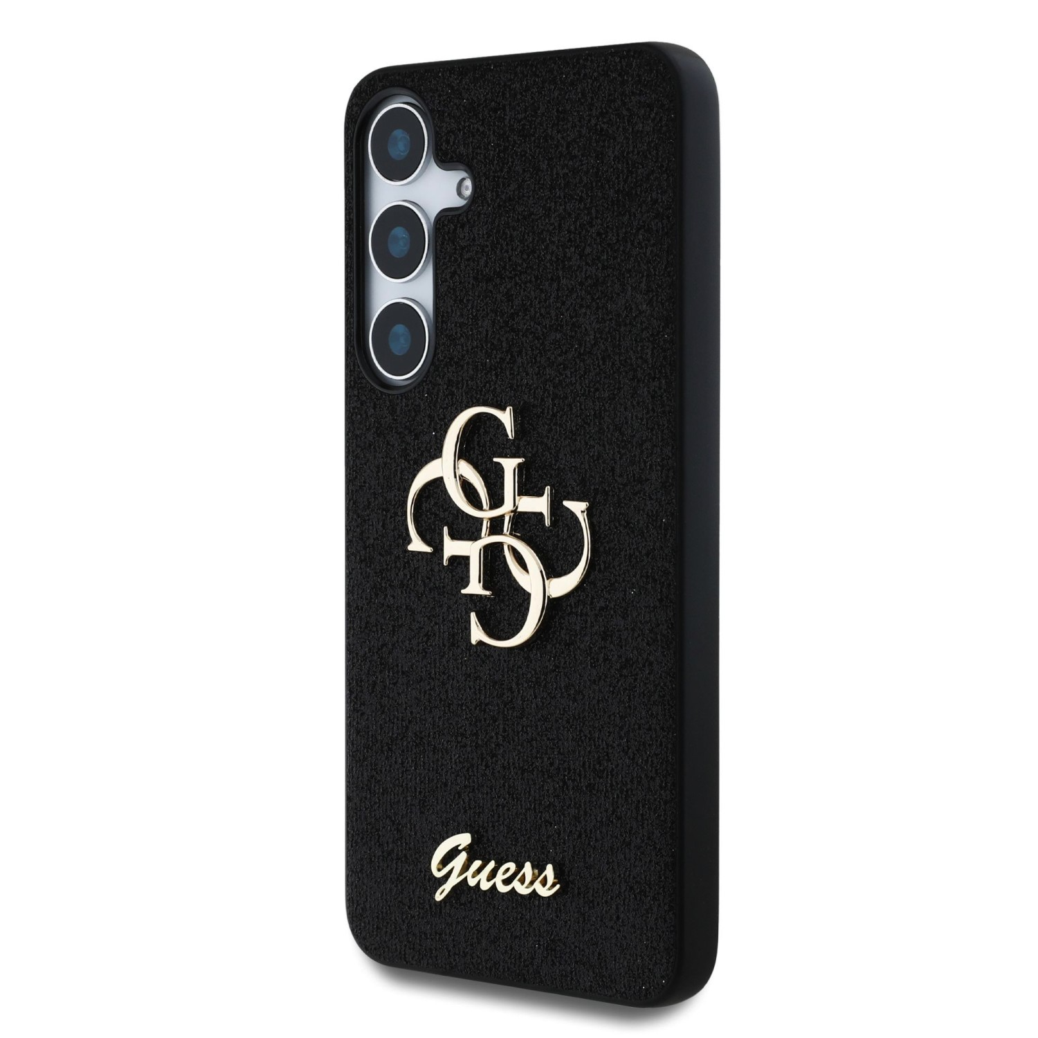 Guess PU Fixed Glitter 4G Metal Logo Zadní Kryt pro Samsung Galaxy S25 Black