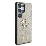 Guess PU Fixed Glitter 4G Metal Logo Zadní Kryt pro Samsung Galaxy S25 Ultra Gold