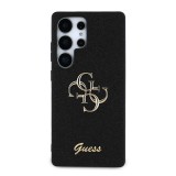 Guess PU Fixed Glitter 4G Metal Logo Zadní Kryt pro Samsung Galaxy S25 Ultra Black