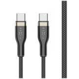 Krátký nabíjecí a datový opletený kabel FIXED, USB-C/USB-C, podpora PD, 0.5m, USB 2.0, 100W, černá