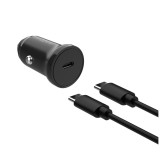 Set autonabíječky FIXED s USB-C výstupem a USB-C/USB-C kabelem, podpora PD, 1m, 20W, černá