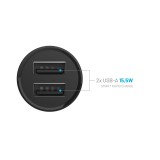 Set autonabíječky FIXED s 2xUSB a USB/USB-C kabelem, 1m, 15W Smart Rapid Charge, černá