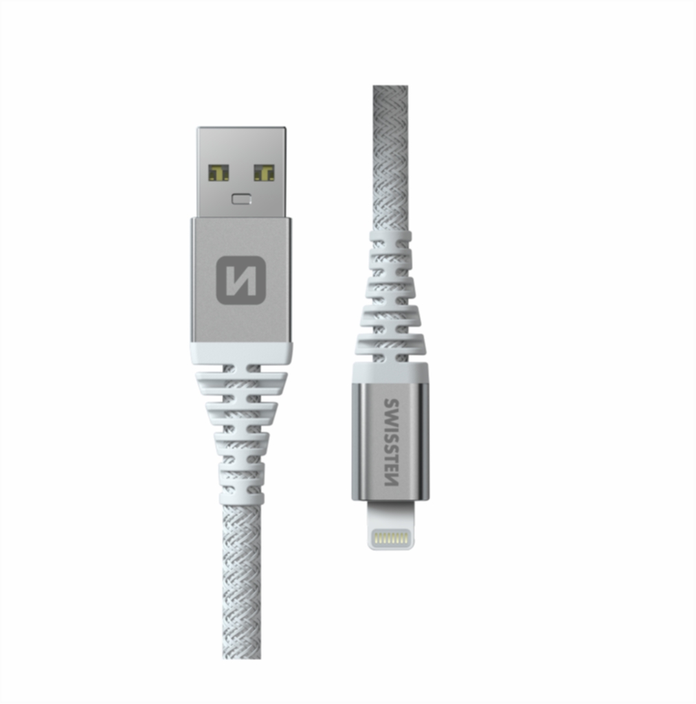 Swissten Kevlar USB/Lightning 1,5m bílá