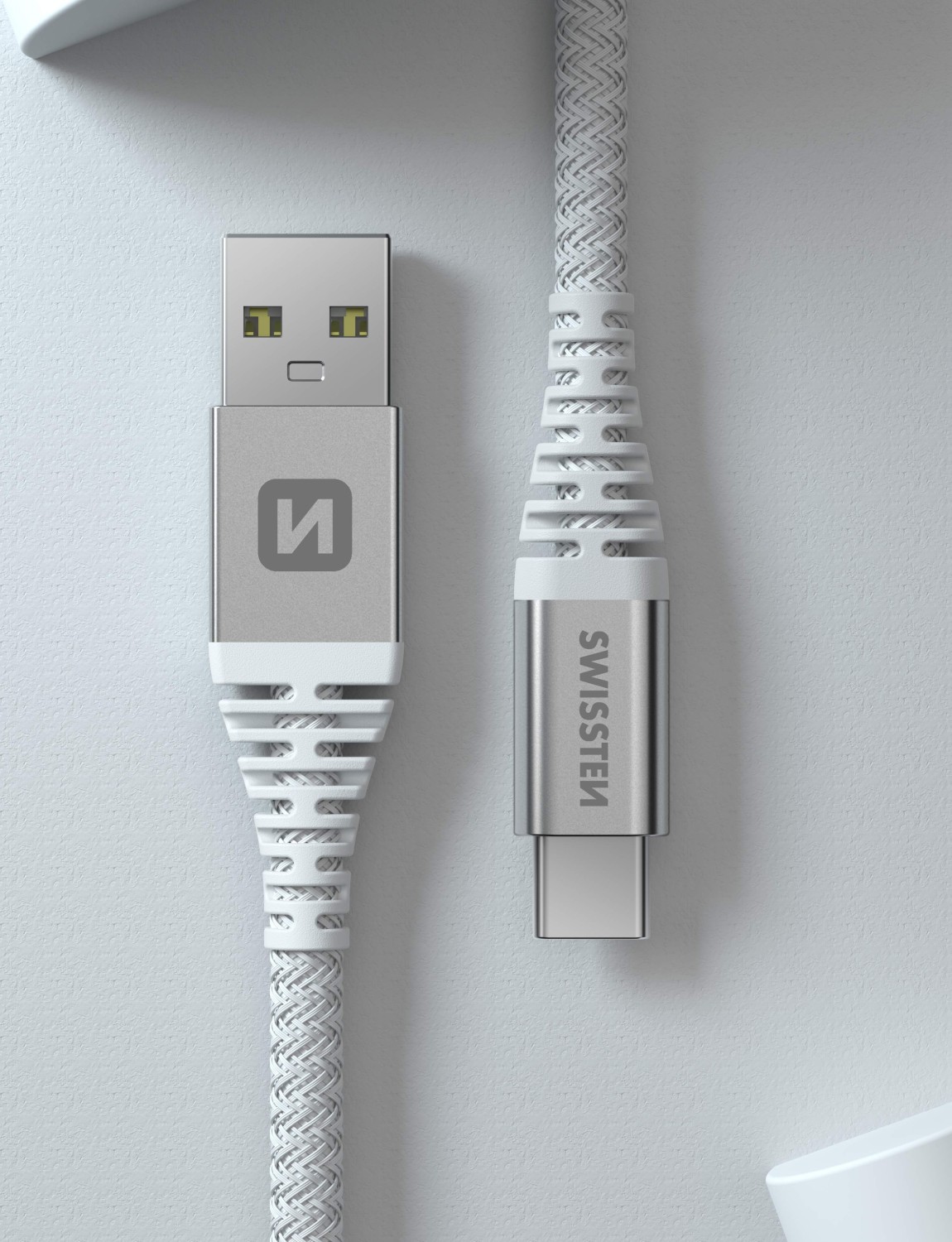 Swissten Kevlar USB/USB-C 1,5m bílá