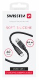 Swissten Soft Silicone USB/USB-C 0,4m černá