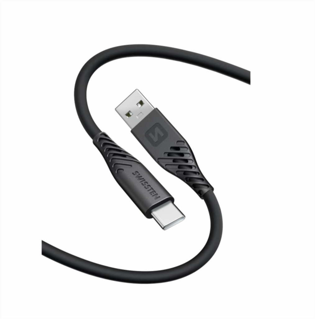 Swissten Soft Silicone USB/USB-C 0,4m černá