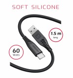 Swissten Soft Silicone USB/USB-C 1,5m, 60w černá