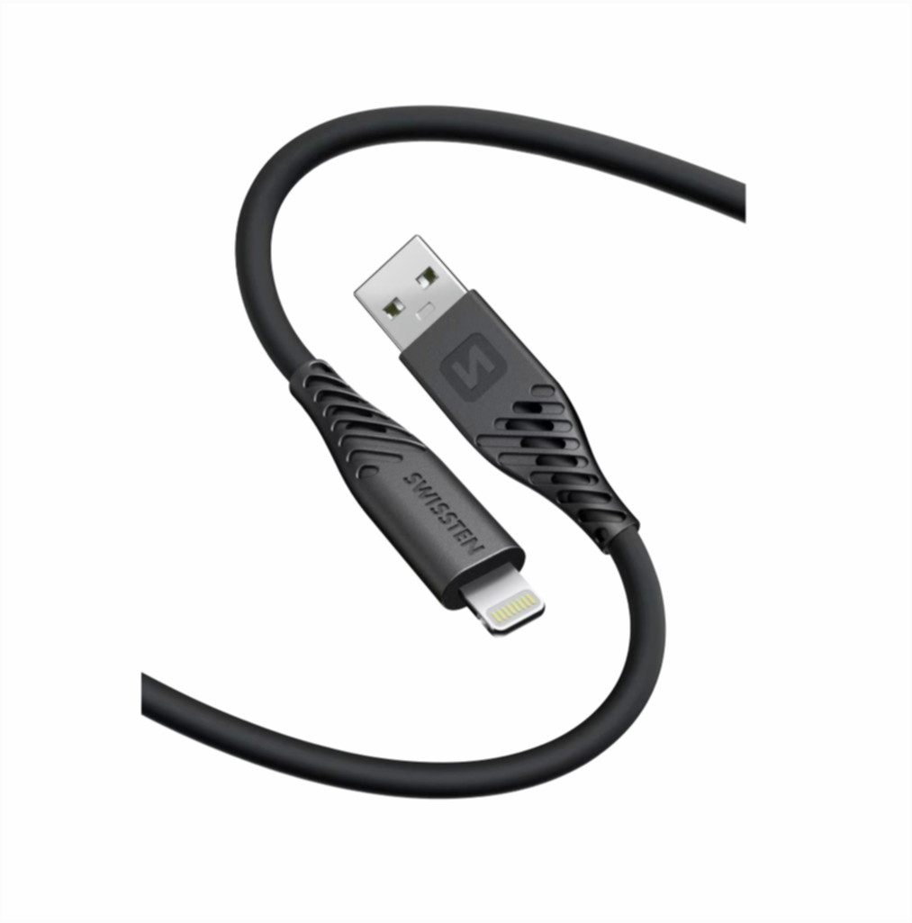 Swissten Soft Silicone USB-A/Lightning, 0,4m, černá