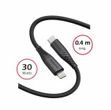 Swissten Soft Silicone USB-C/Lightning 0,4m černá