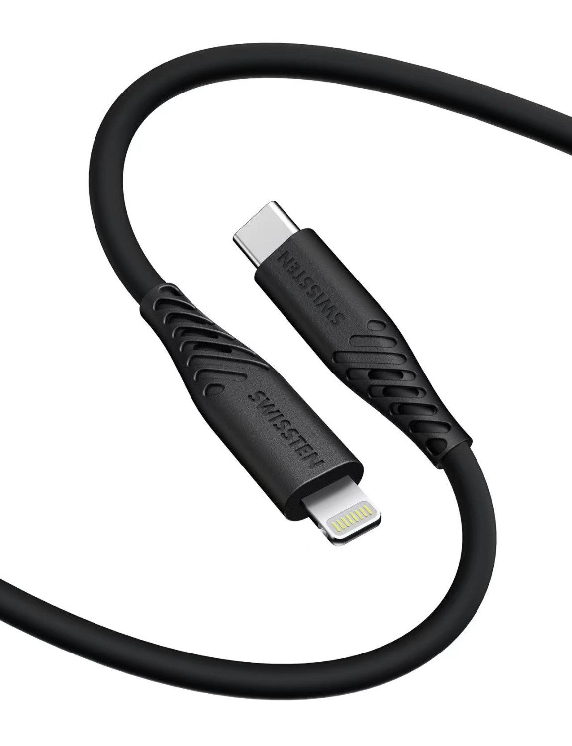 Swissten Soft Silicone USB-C/Lightning, 1,2m, 30w černá