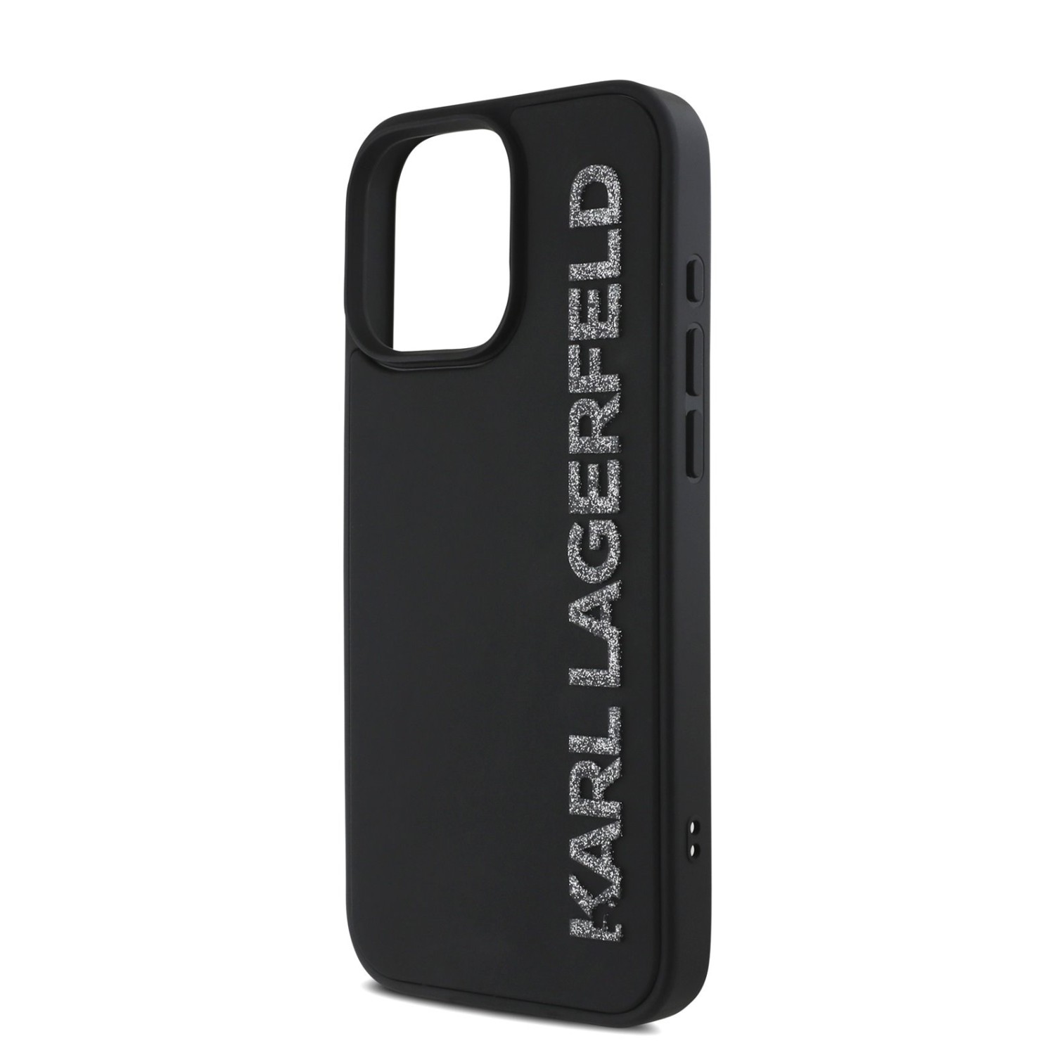 Karl Lagerfeld 3D Rubber Glitter Logo Zadní Kryt pro iPhone 15 Pro Max Black