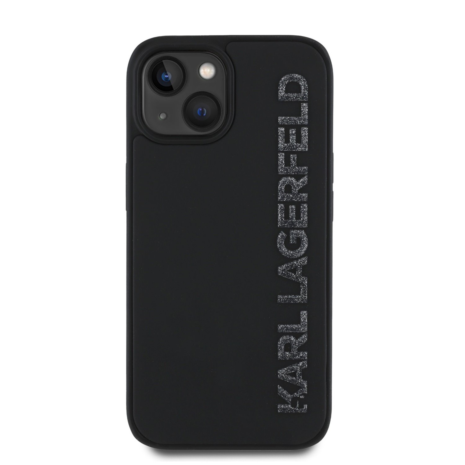 Karl Lagerfeld 3D Rubber Glitter Logo Zadní Kryt pro iPhone 15 Black