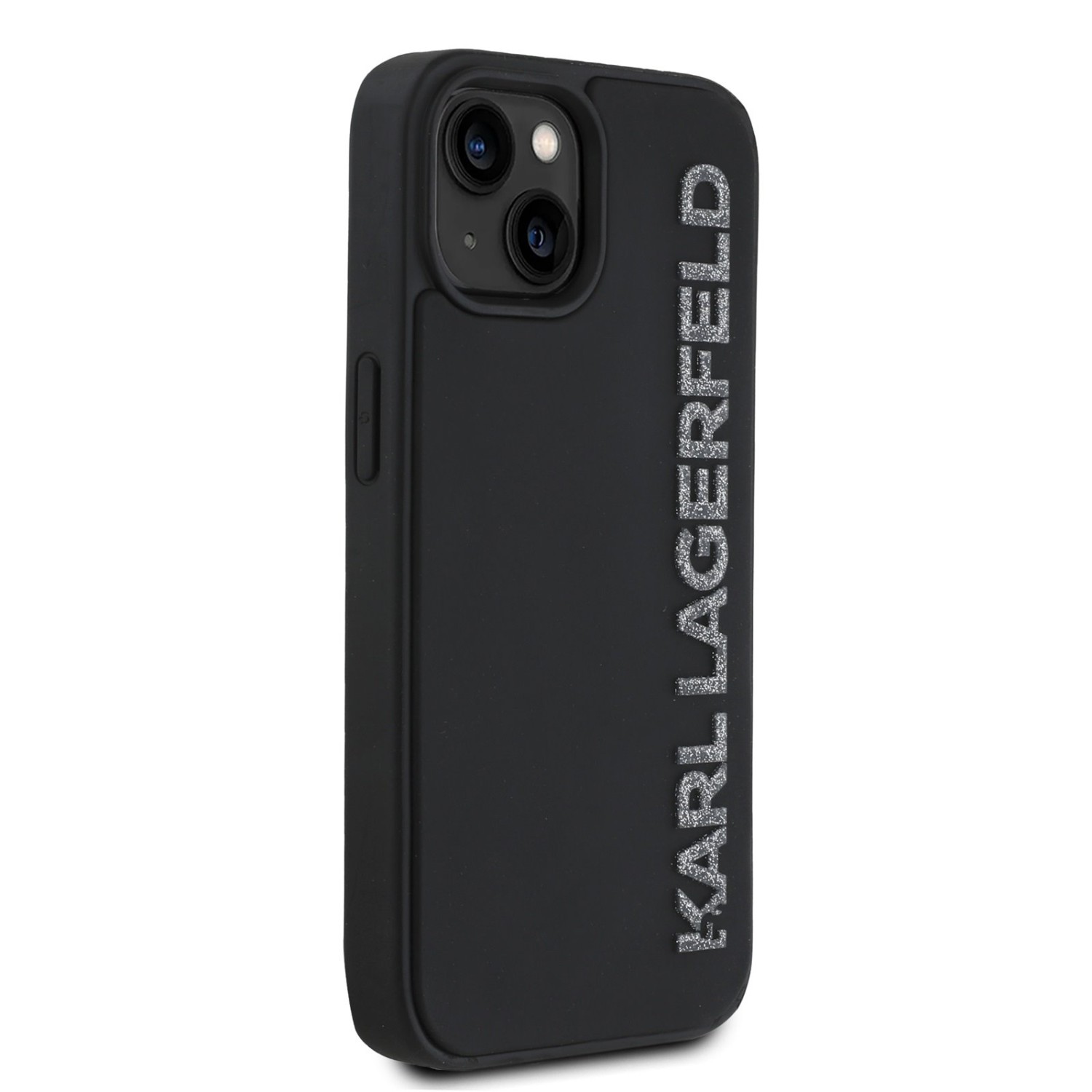 Karl Lagerfeld 3D Rubber Glitter Logo Zadní Kryt pro iPhone 13 Black