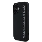 Karl Lagerfeld 3D Rubber Glitter Logo Zadní Kryt pro iPhone 16 Black