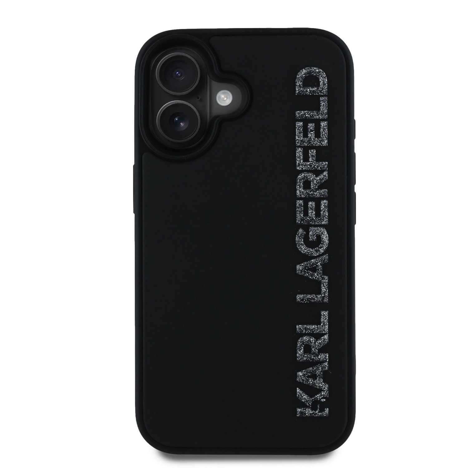 Karl Lagerfeld 3D Rubber Glitter Logo Zadní Kryt pro iPhone 16 Black