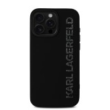 Karl Lagerfeld 3D Rubber Glitter Logo Zadní Kryt pro iPhone 16 Pro Max Black