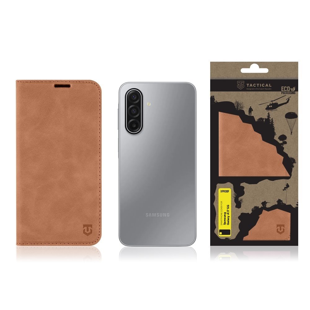Flipové pouzdro Tactical Xproof pro Samsung Galaxy A36 5G, hnědá