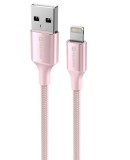 Swissten Textile II USB/Lightning, 1,5m růžová