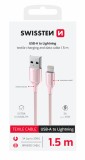 Swissten Textile II USB/Lightning, 1,5m růžová