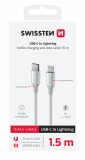 Swissten Textile II USB-C / Lightning, 1,5m bílá