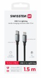 Swissten Textile II USB-C/Lightning, 1,5m černá