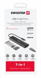 Swissten USB-C hub 7-in-1 100W (USB-C HDMI 4K, 1x USB-A 3.0, 2x USB-A 2.0, microSD / SD) Aluminium