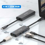 Swissten USB-C hub 4-in-1 100W (USB-C, HDMI 4K, 2x USB-A) Aluminium