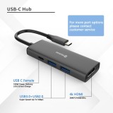 Swissten USB-C hub 4-in-1 100W (USB-C, HDMI 4K, 2x USB-A) Aluminium