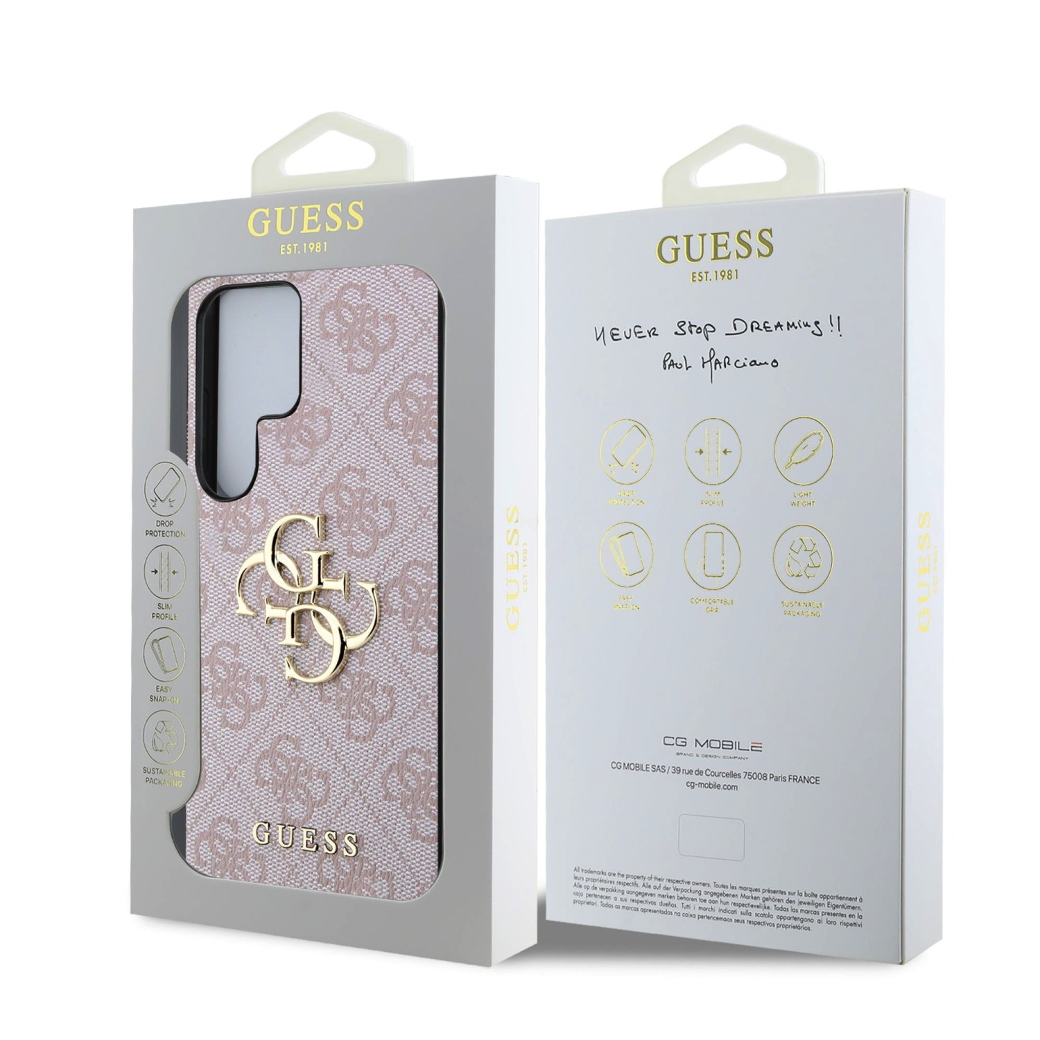 Guess PU 4G Metal Logo Zadní Kryt pro Samsung Galaxy S25 Ultra Pink