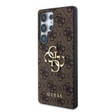 Guess PU 4G Metal Logo Zadní Kryt pro Samsung Galaxy S25 Ultra Brown