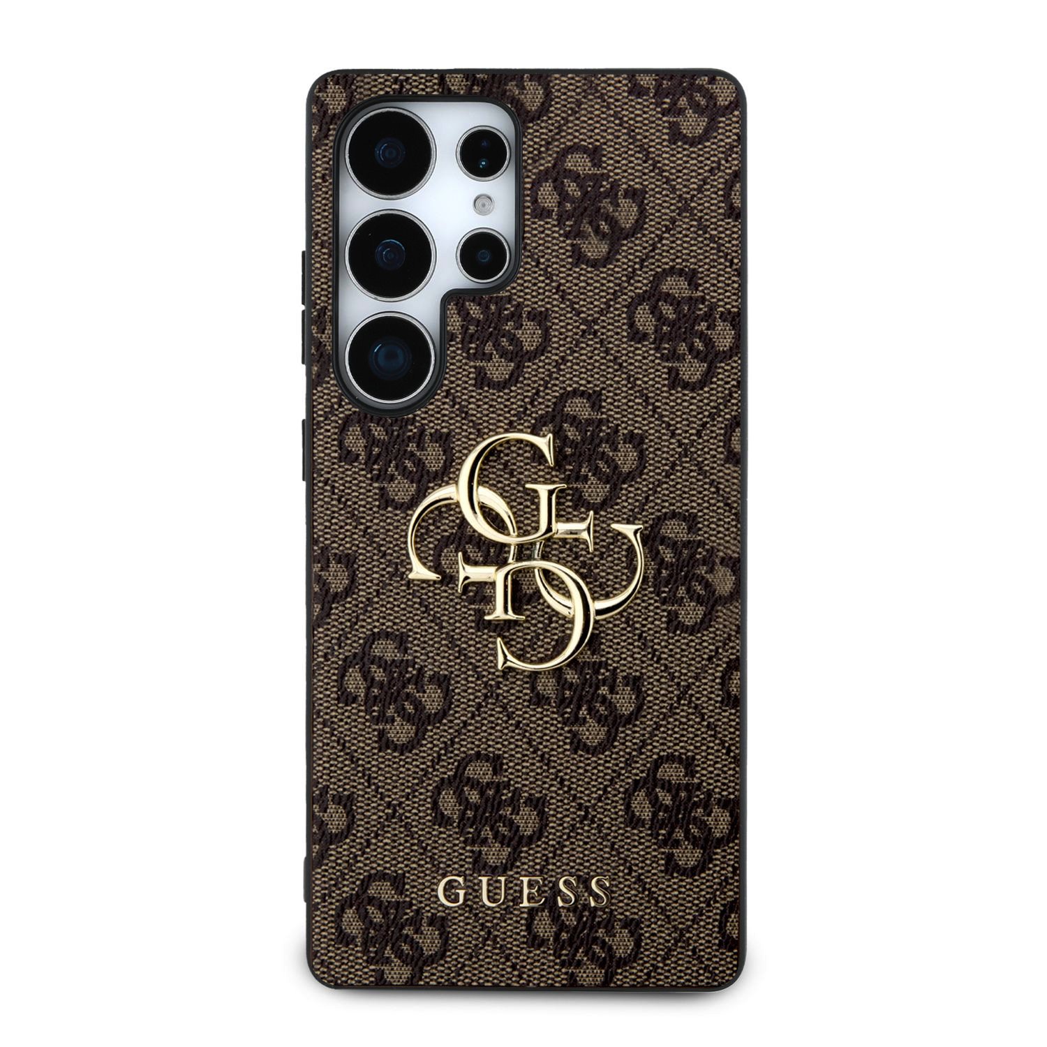 Guess PU 4G Metal Logo Zadní Kryt pro Samsung Galaxy S25 Ultra Brown