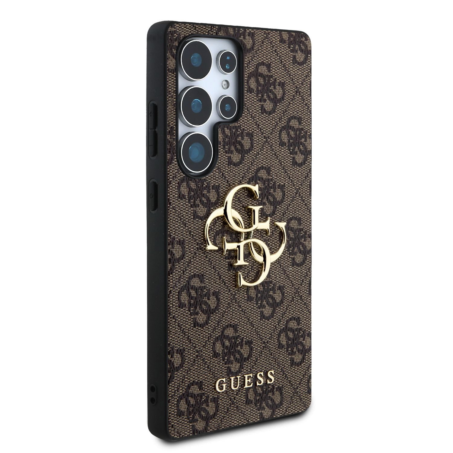 Guess PU 4G Metal Logo Zadní Kryt pro Samsung Galaxy S25 Ultra Brown