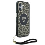 Guess IML Leopard Triangle Logo Strap MagSafe Zadní Kryt pro iPhone 16 Brown