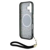 Guess IML Leopard Triangle Logo Strap MagSafe Zadní Kryt pro iPhone 16 Brown