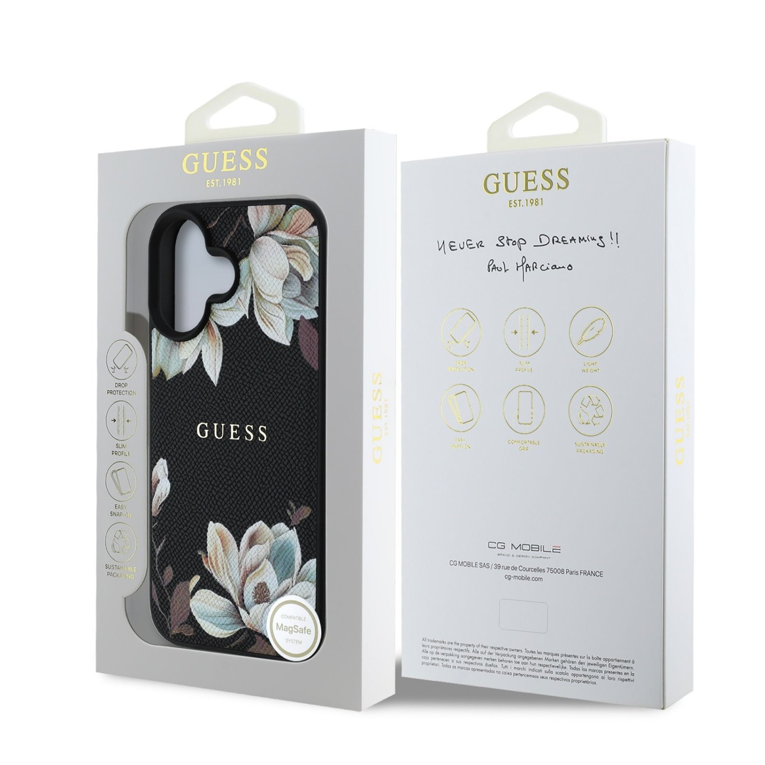 Guess PU Grained Magnolia MagSafe Zadní Kryt pro iPhone 16 Black