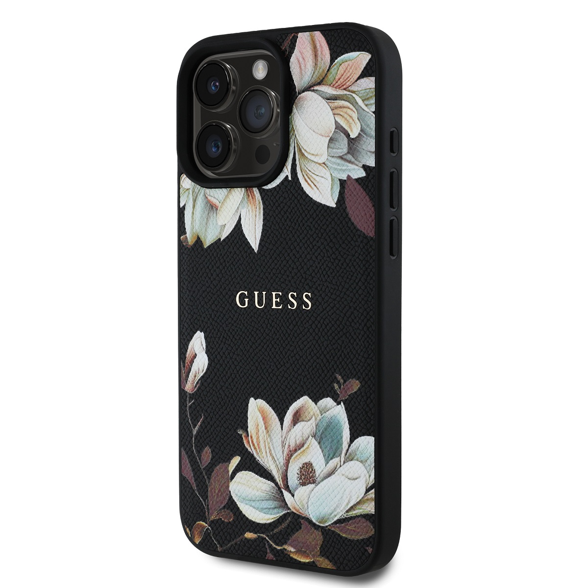 Guess PU Grained Magnolia MagSafe Zadní Kryt pro iPhone 16 Pro Max Black