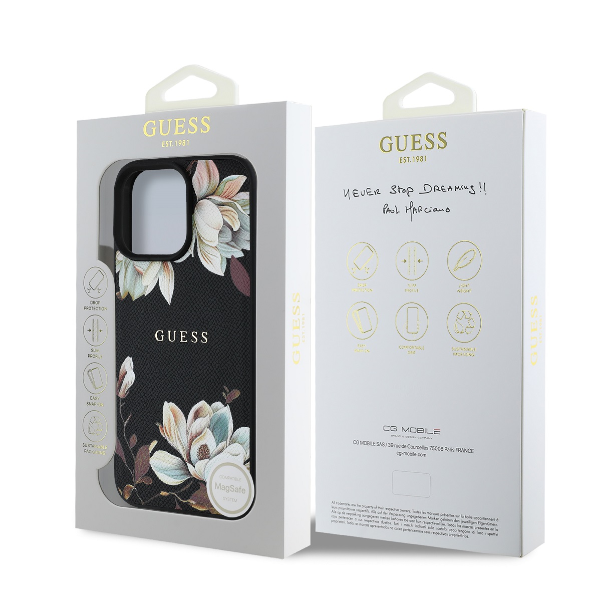 Guess PU Grained Magnolia MagSafe Zadní Kryt pro iPhone 16 Pro Max Black