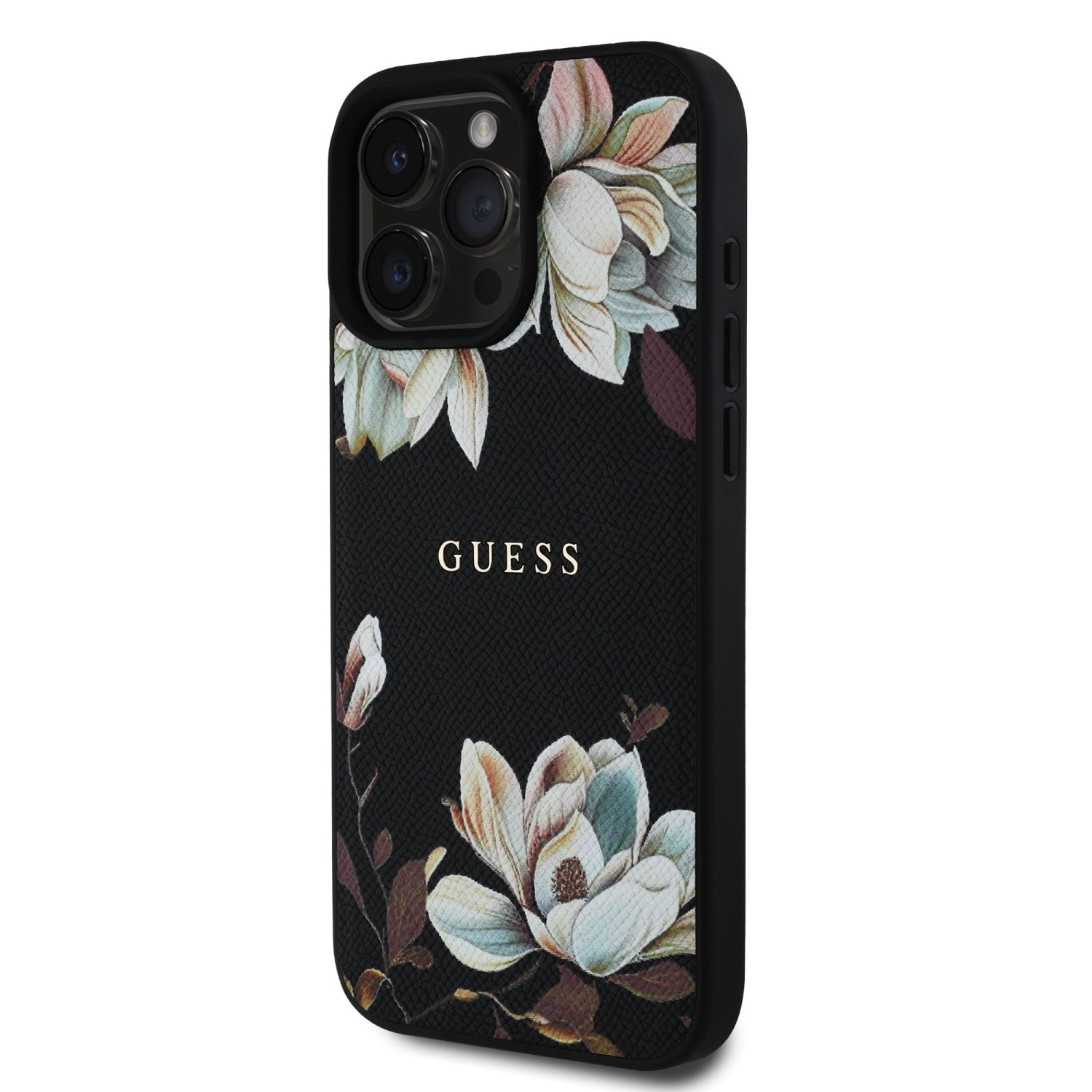 Guess PU Grained Magnolia MagSafe Zadní Kryt pro iPhone 16 Pro Black