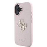 Guess PU Grained 4G Metal Logo Zadní Kryt pro iPhone 16 Pink