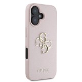 Guess PU Grained 4G Metal Logo Zadní Kryt pro iPhone 16 Pink